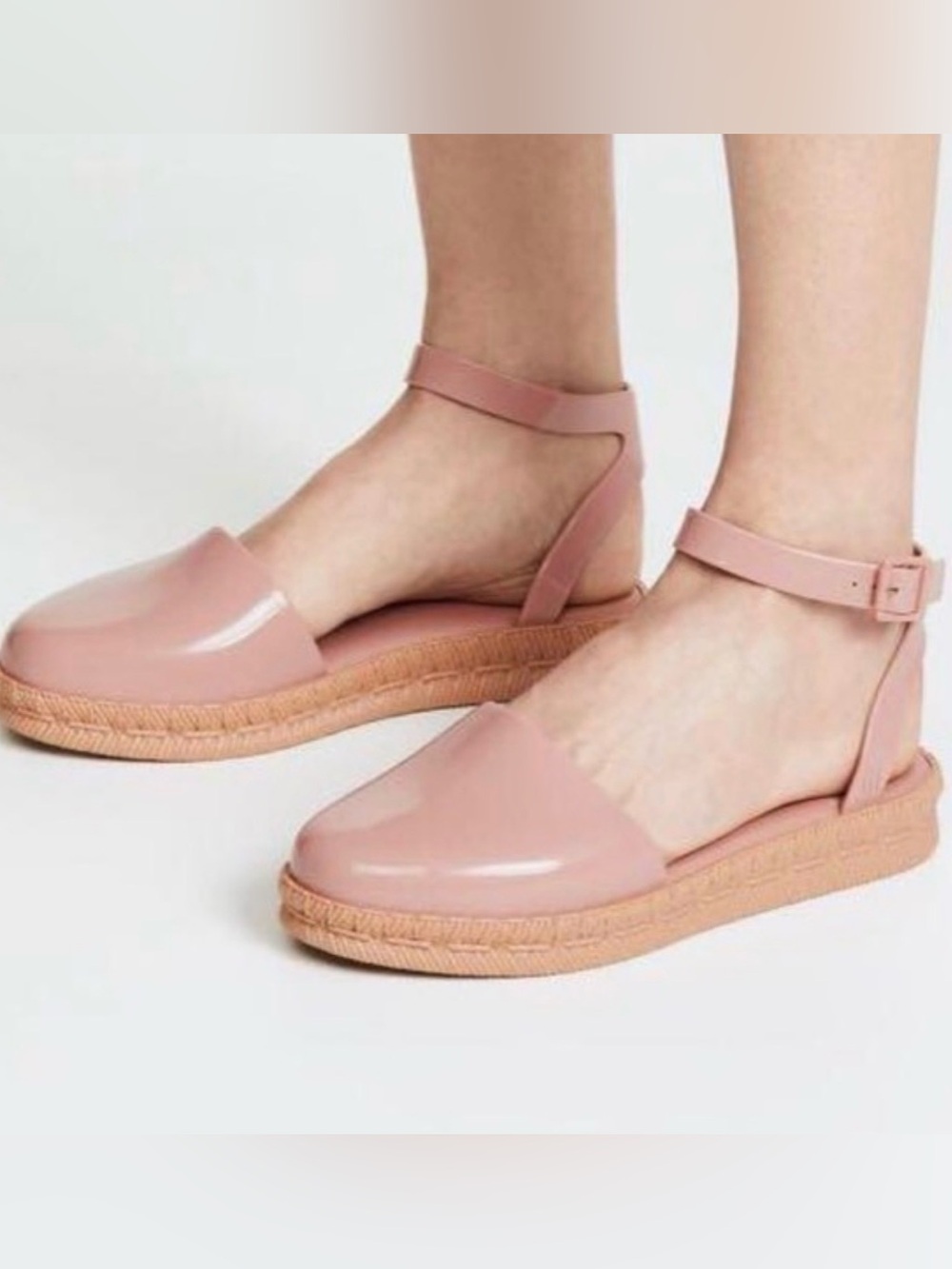 Women's Melissa + Jason Wu Size 9 Tan Ankle-Strap Jelly Espadrille Flats